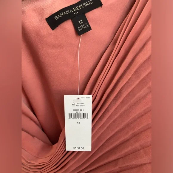 NWT Banana Republic Gorgeous One Shoulder Pleated Coral Pink Asymmetric Dress 12 - Picture 6 of 13